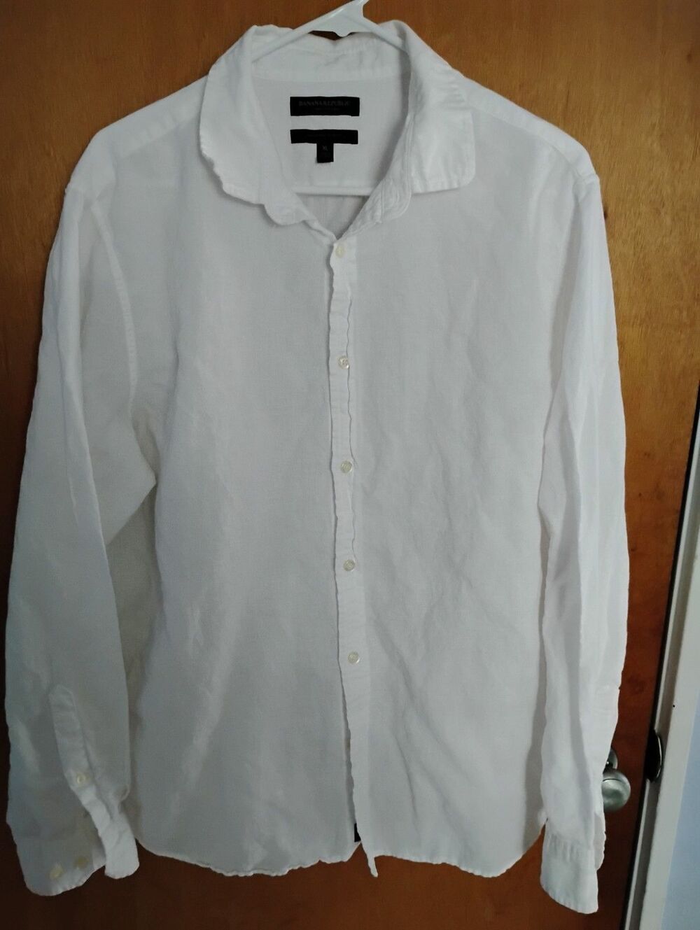 Banana Republic White Linen Button Shirt Relaxed Casual Old Money Size XL
